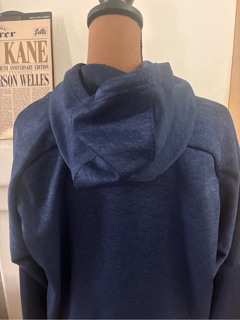 adidas Navy Blue Climawarm Hoodie with White Logo SZ L. - Picture 6 of 7